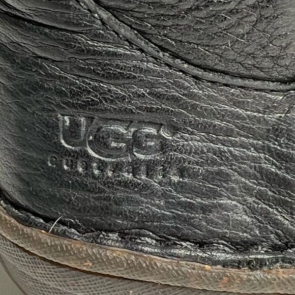 Ugg black leather fur lined tie around winter boots. Size 6 - Picture 7 of 14